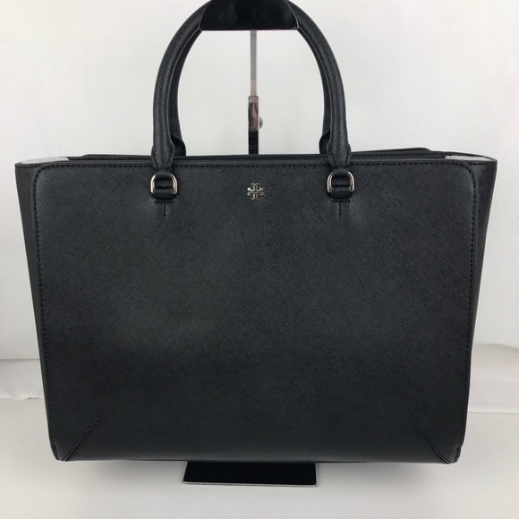 Tory Burch Handbags - Tory Burch Large Robinson Black Leather Zip Tote